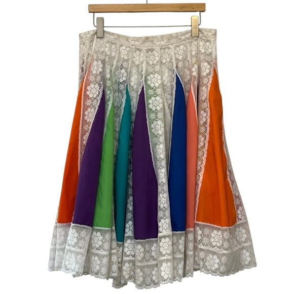 Handmade Dresses & Skirts - Handmade Vintage Lace Colorful Patchwork Overlay Skirt Boho Festival